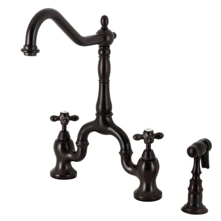 Kingston Brass Bridge Kitchen Faucet with Brass Sprayer, Oil Rubbed Bronze KS7755AXBS